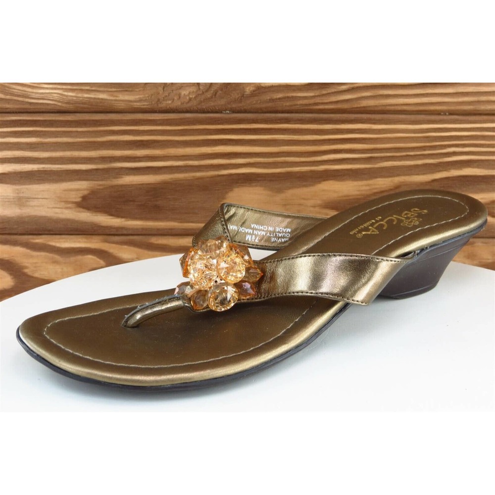 Sbicca Size 7.5 M Bronze Flip Flop Synthetic Women Sandal Shoes